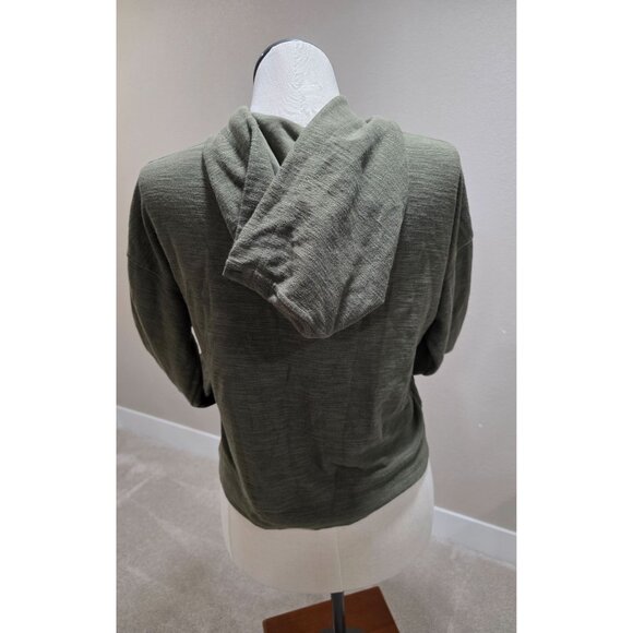 Olive Green Old Navy Zip-Up Hoodie Sweatshirt Cropped M Cotton Blend Womens - Picture 4 of 5
